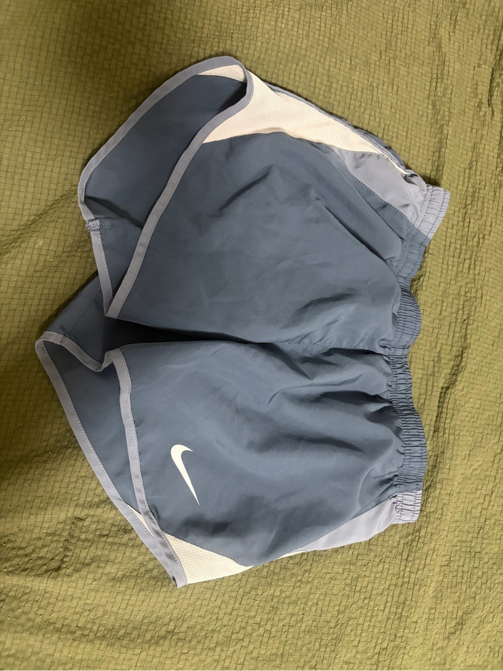 Nike Women’s Slate Blue Athletic Shorts with White Swoosh